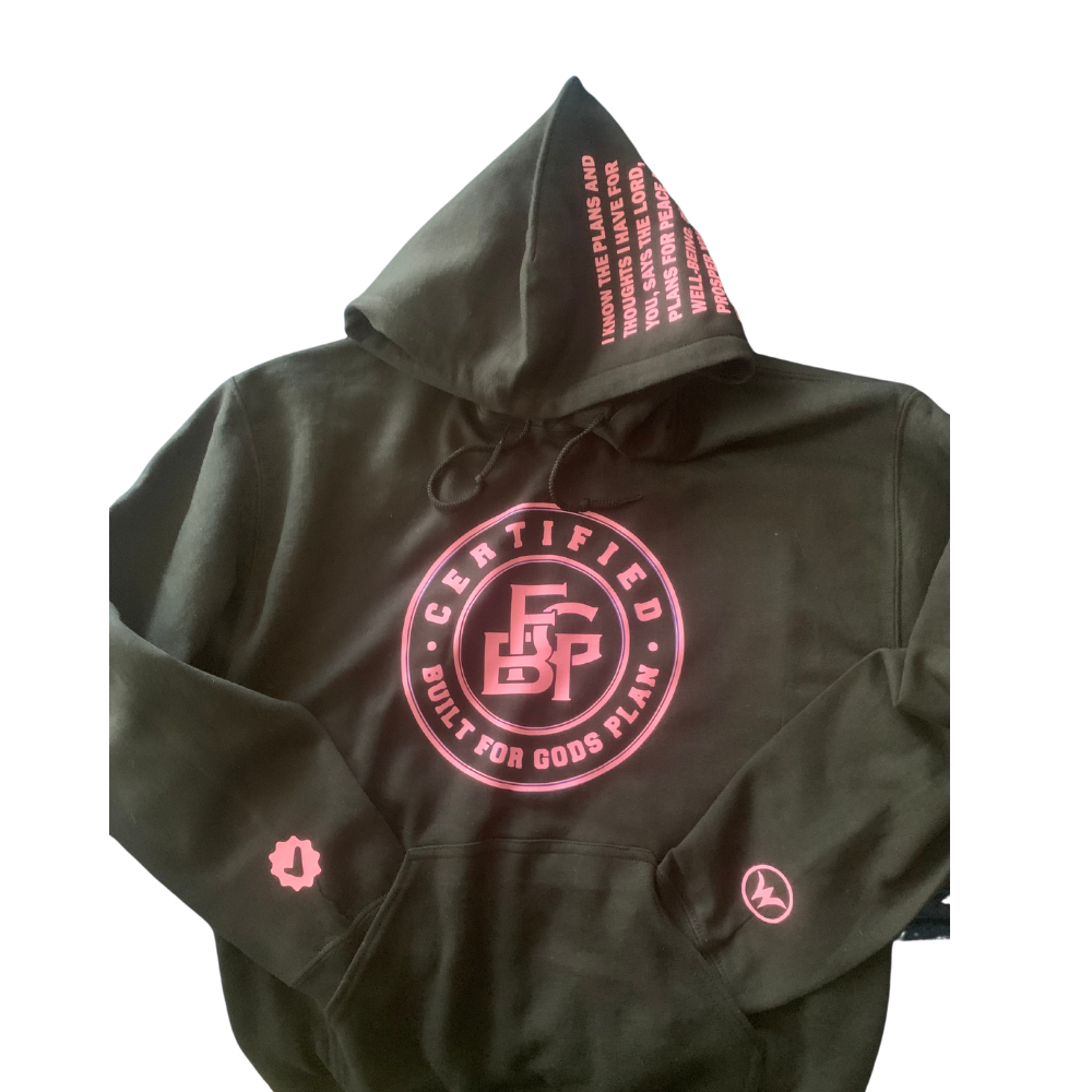 Certified BFGP-“SIGNATURE” FLEECE PULLOVER HOODIE-Black/Pink